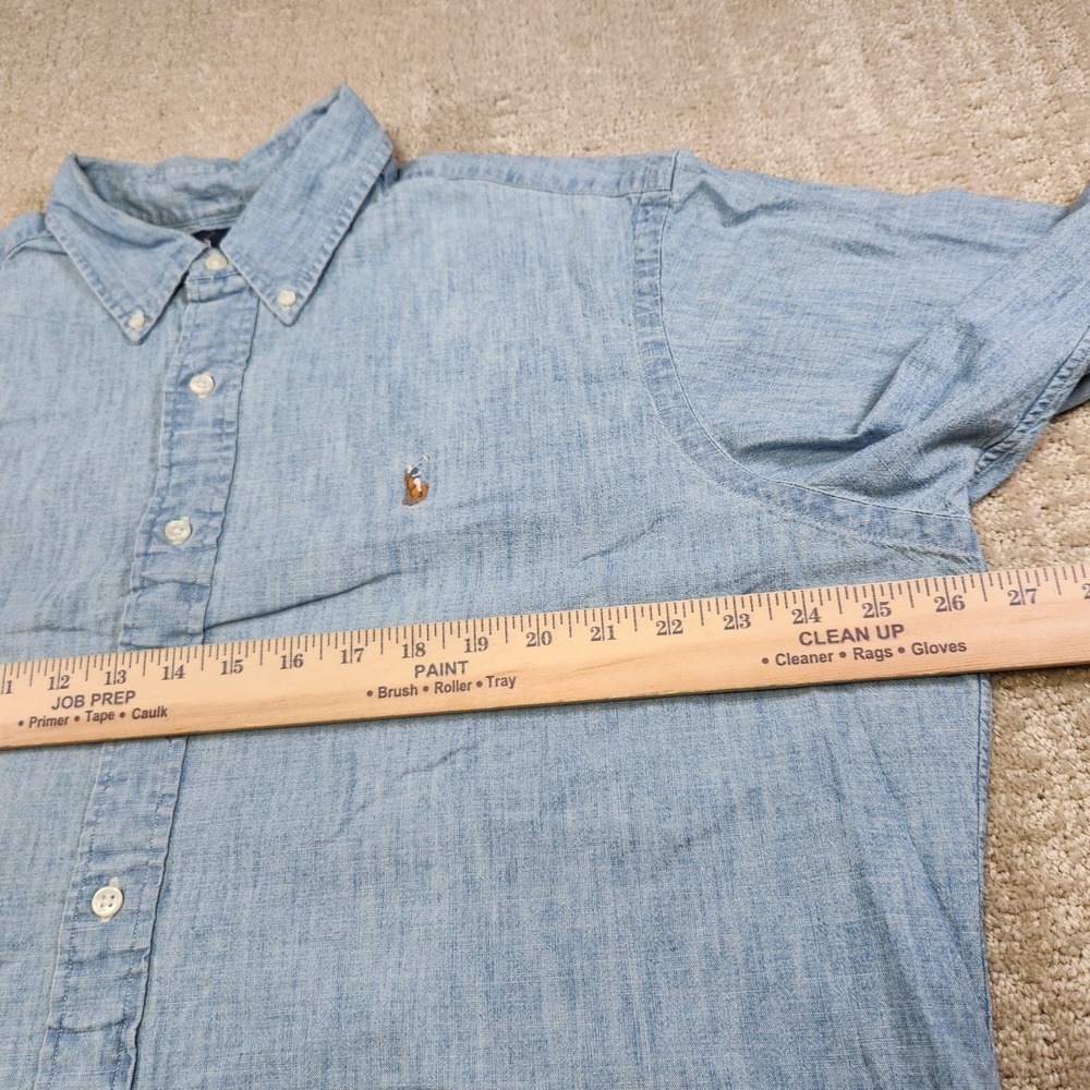 Vintage Polo Ralph Lauren Chambray Shirt Men XL Classic Fit Lightweight Denim - Picture 7 of 10